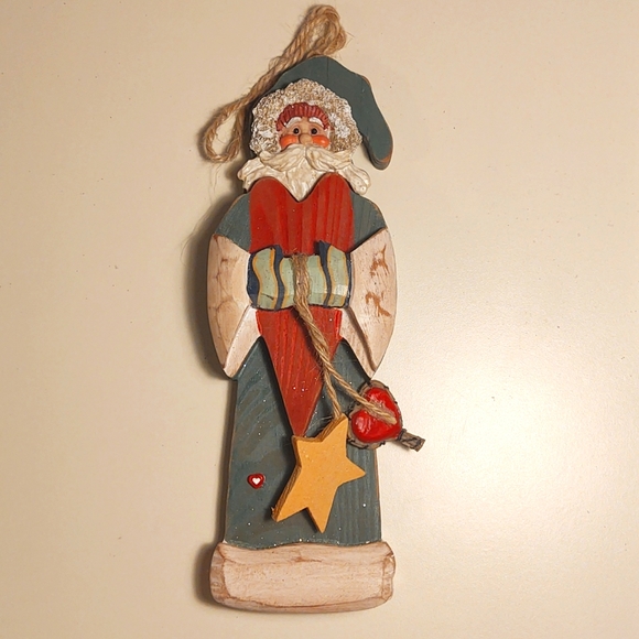 Wooden handmade Santa with a resin molded face vintage - Picture 1 of 5